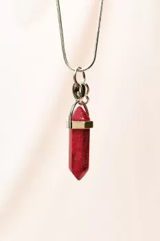 Yakut-Doğal-Taşı-Zincirli-El-Yapımı-Tasarımlı-Kolye-Uç:-3,5-cm-Zincir:-20-cm-Kutulu