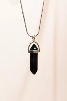 Siyah-Yıldız-Taşı-Doğal-Taşı-Zincirli-El-Yapımı-Tasarımlı-Kolye-Uç:-3,5-cm-Zincir:-20-cm-Kutulu