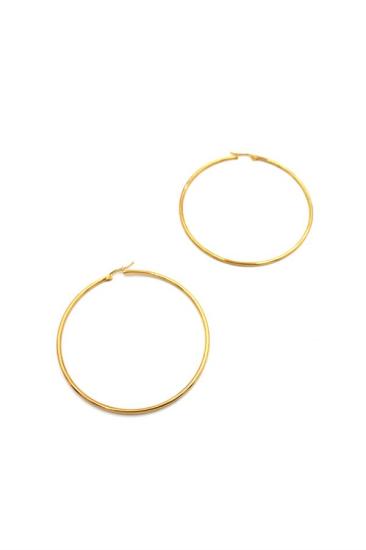 Çelik-Halka-Küpe--7-cm---Altın