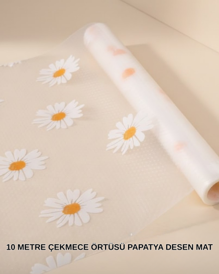 10-Metre-Papatya-Desenli-Kolay-Temizlenebilir-Çekmece-Matı