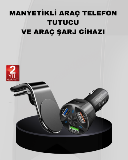 Araç-İçi-Telefon-Tutucu-+-Quick-Charge-3.0-Araç-Şarj-Cihazı-Seti