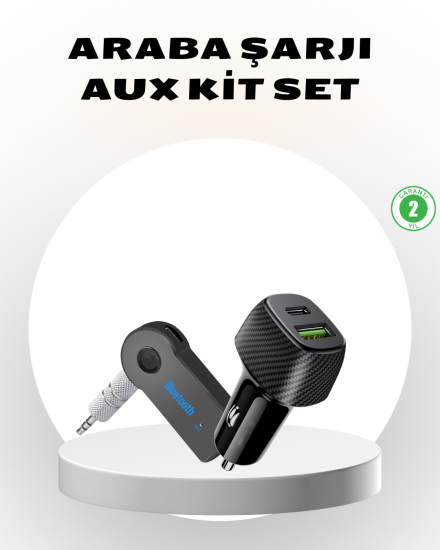 Bluetooth-AUX-Çevirici-ve-PD-Destekli-Araç-Şarj-Cihazı-2’li-Set