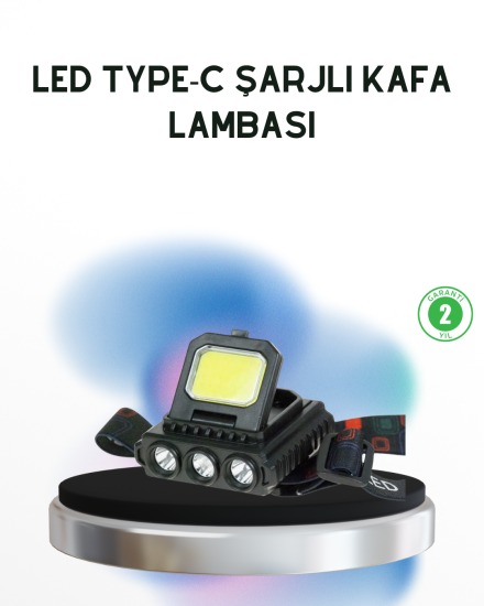 Şarjlı-LED-Kafa-Lambası-800-Lumen-COB-XPE-Ayarlanabilir-Başlıklı