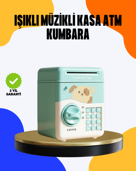 Çocuklar-İçin-Su-Yeşili-ATM-Kasa-Tasarımlı-Şifreli-Kumbara