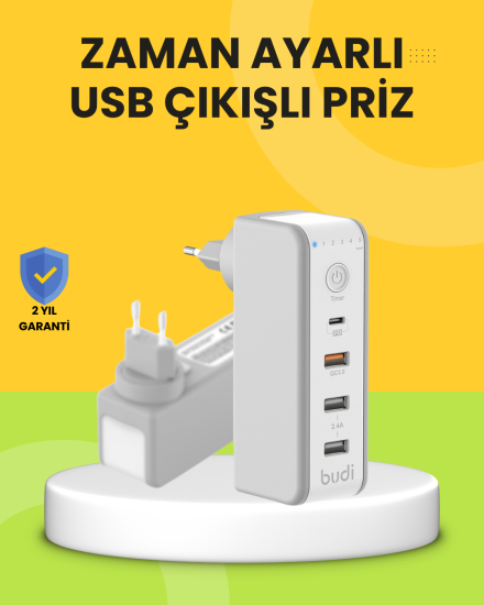 Hızlı-Şarj-Destekli-Zaman-Ayarlı-USB-Şarj-Adaptörü