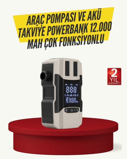 Araç-Lastik-Şişirme-Pompası-ve-Akü-Takviye-Powerbank-Bir-Arada