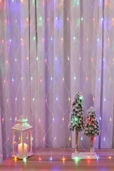 BUFFER®-1x2-Metre-Dekoratif-File-Ağ-Perde-192-LED-8-Animasyonlu-Farklı-Işık-Modu-RGB-Fişli
