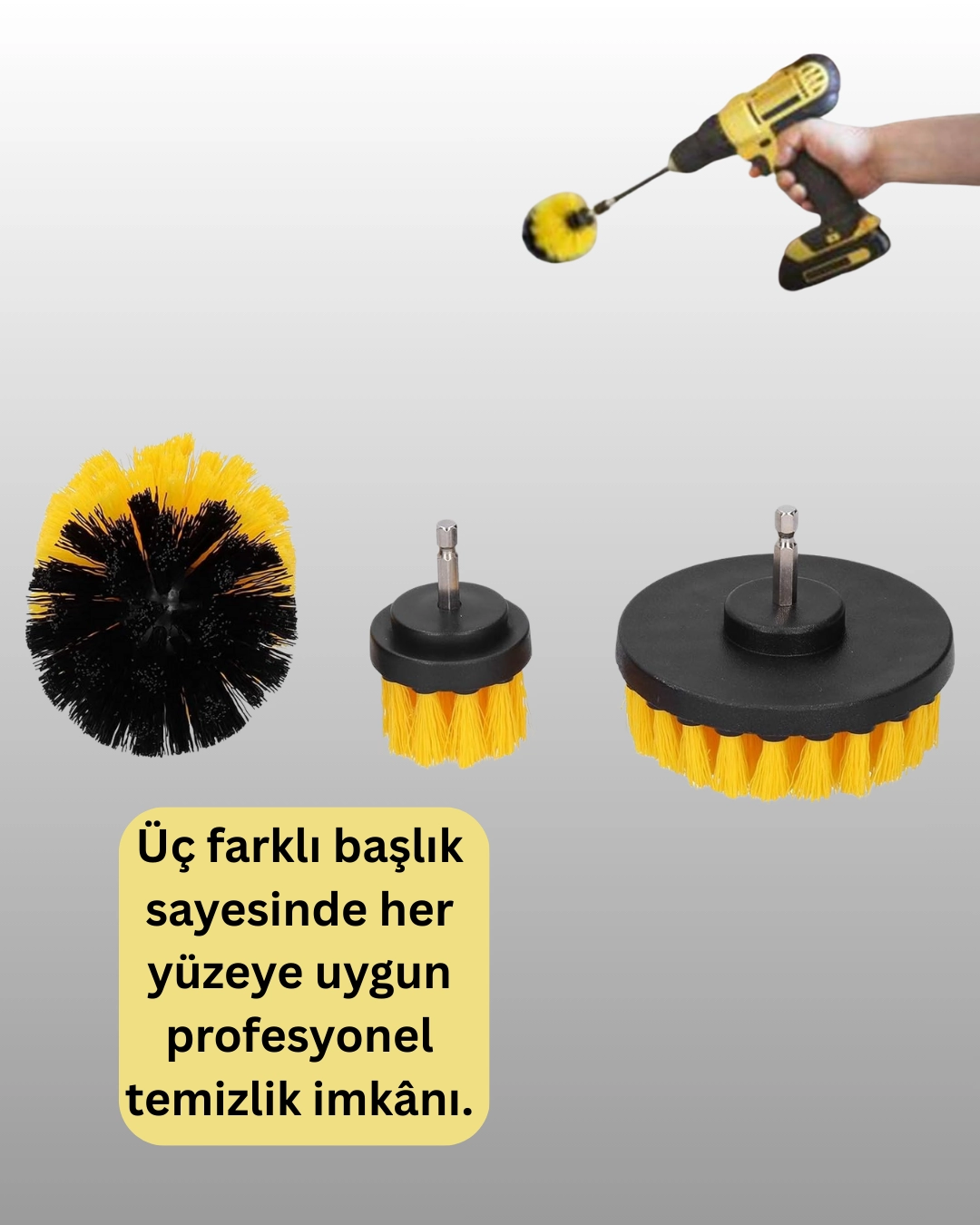 3’lü Matkap Ucu Fırça Takımı Zorlu Kirler İçin